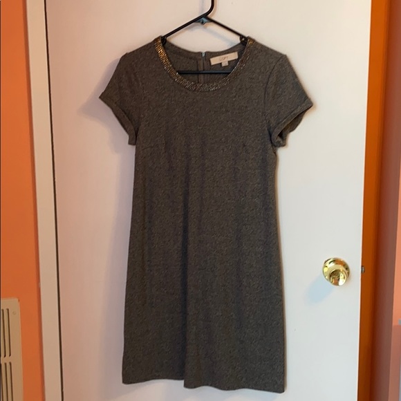 LOFT Gray Beaded Neckline Dress (Size Small) - Picture 3 of 7